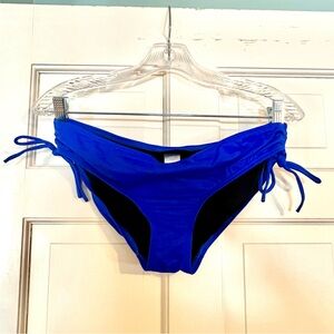 Coco Reef Ruched Side Tie Royal Blue and Black Bikini Bottom Size Medium